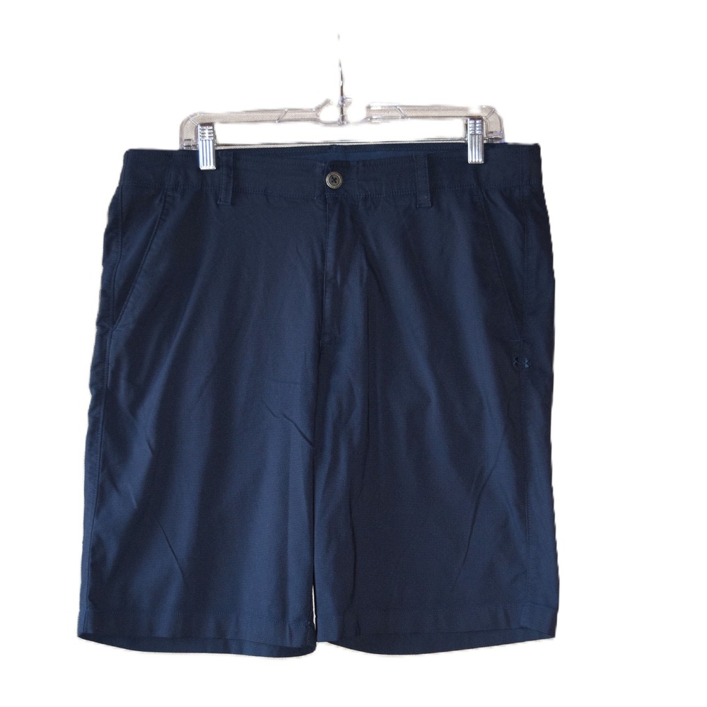 Under Armour Golf Shorts Mens 36 Navy Blue Good Loose Fit Textured Performance